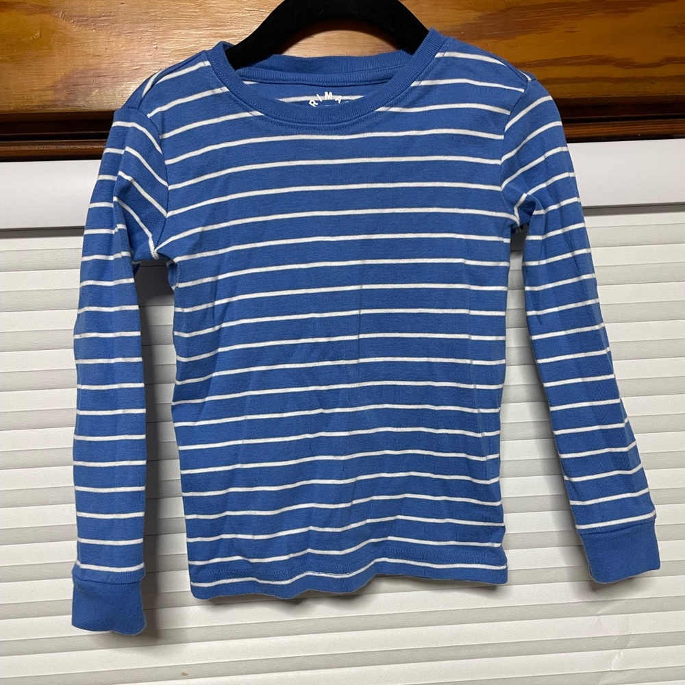 Primary organic cotton pj top blueberry stripe 4-5